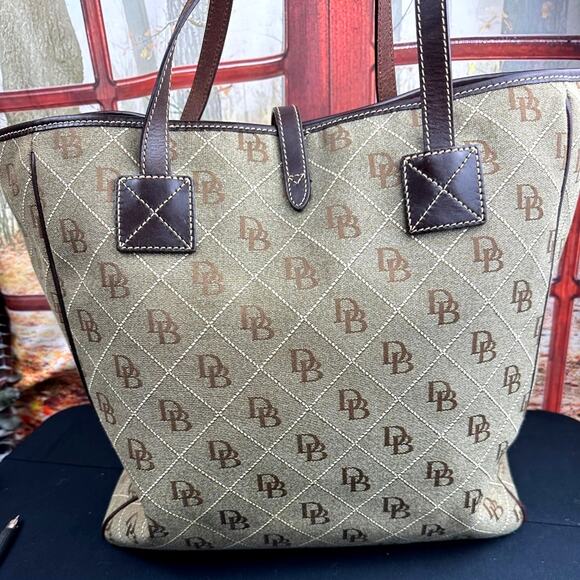 Dooney & Bourke Signature Canvas Tote with Leather Accents - Brown/Beige - Picture 10 of 15